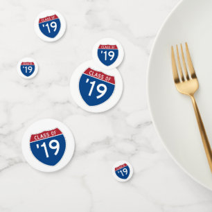 Stylised Interstate sign  Class of 2019 Confetti