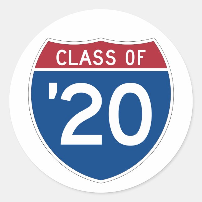 Stylised Interstate sign | Class of 2020 Classic Round Sticker (Front)