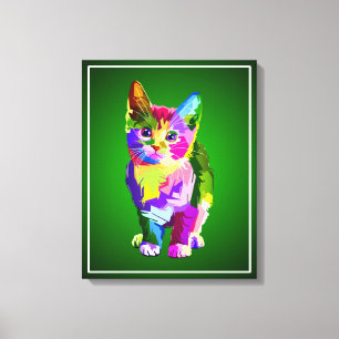 Stylised Kitten Prismatic Design-32345 Canvas Print