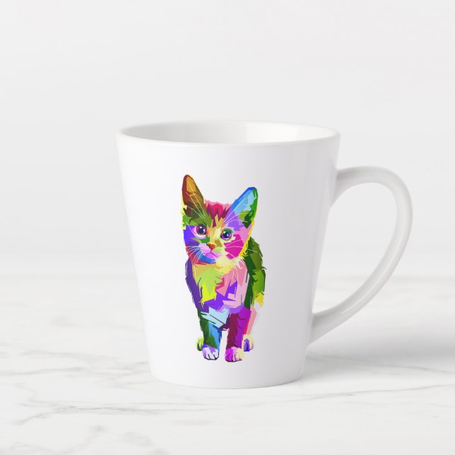 Stylised Kitten Prismatic Design-32345 Latte Mug (Right)