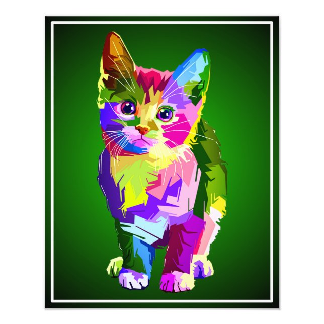 Stylised Kitten Prismatic Design-32345 Photo Print (Front)