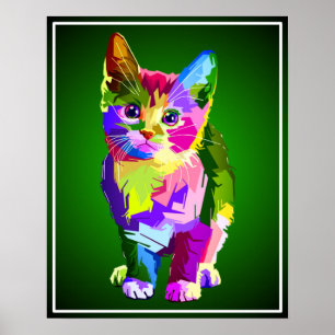 Stylised Kitten Prismatic Design-32345 Poster
