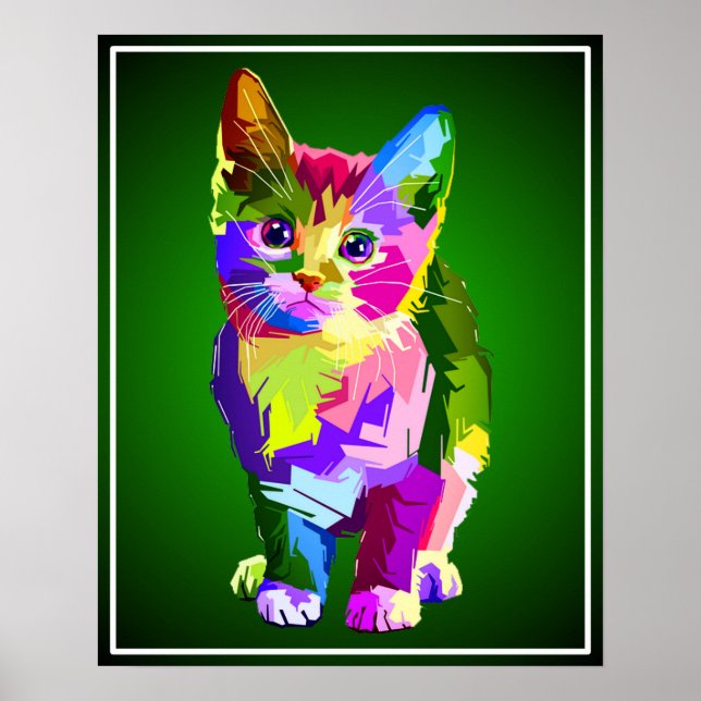 Stylised Kitten Prismatic Design-32345 Poster (Front)