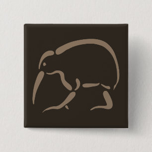 Stylised Kiwi 15 Cm Square Badge