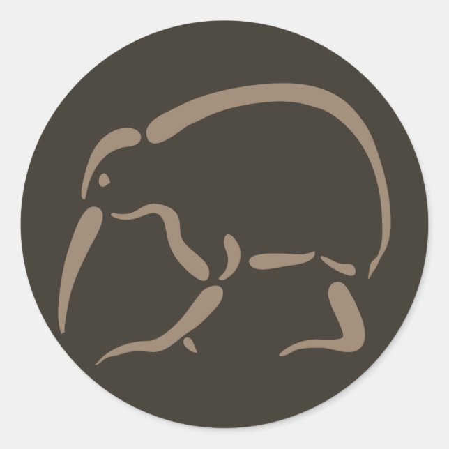 Stylised Kiwi Classic Round Sticker (Front)