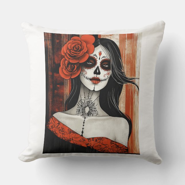 Stylised La Catrina Cushion (Front)