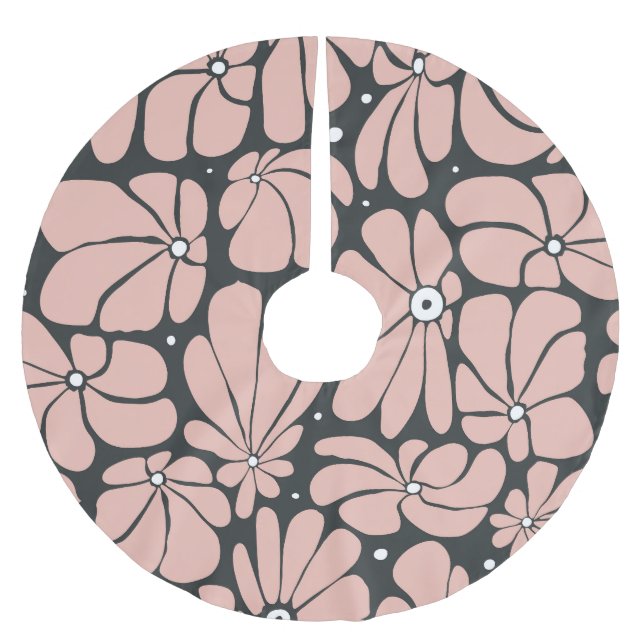 Stylised large blossoms, seamless floral pattern. brushed polyester tree skirt (Front)