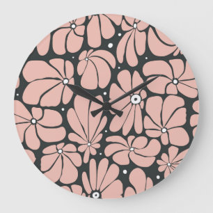 Stylised large blossoms, seamless floral pattern. clock