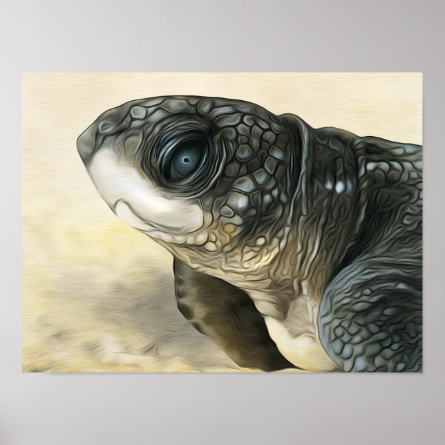 Stylised Leatherback Sea Turtle Poster (Front)