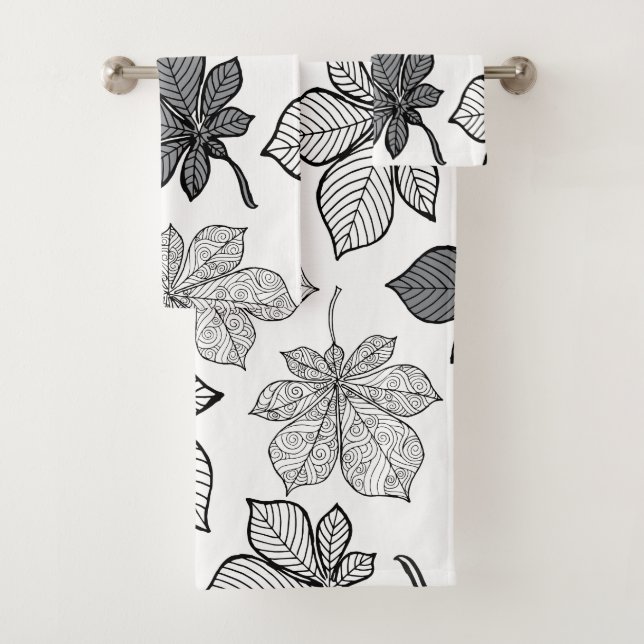 Stylised leaves 2 bath towel set (Insitu)
