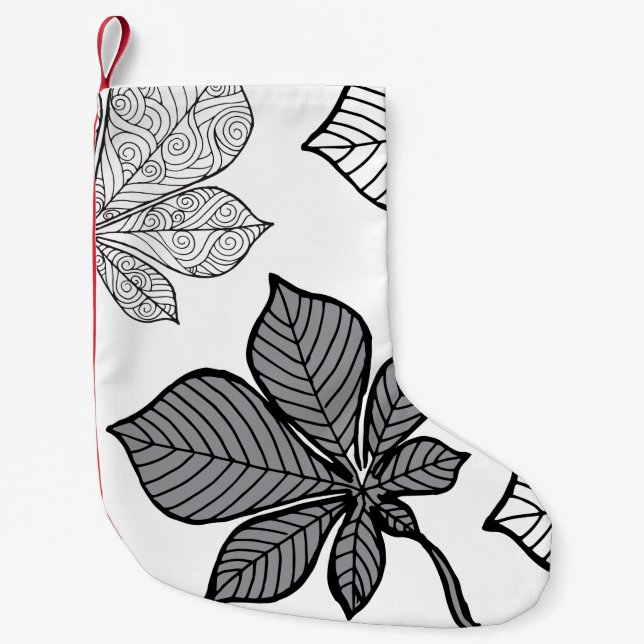 Stylised leaves 2 small christmas stocking (Front)