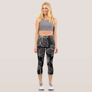 Stylised leaves 3 capri leggings