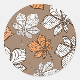 Stylised leaves 7 classic round sticker