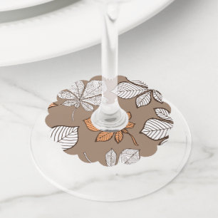 Stylised leaves 7 wine glass tag