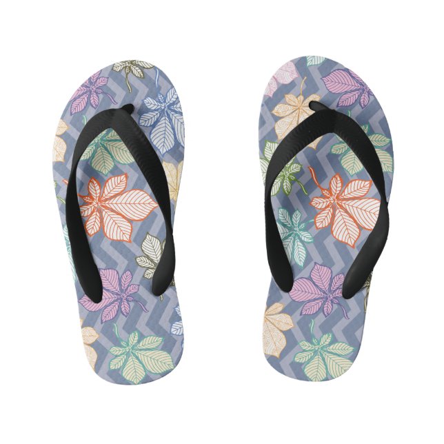 Stylised Leaves Kid's Jandals (Footbed)