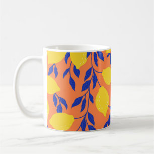 Stylised Lemons Vintage Tropical Pattern Coffee Mug