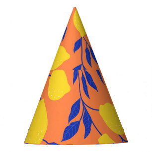 Stylised Lemons Vintage Tropical Pattern Party Hat