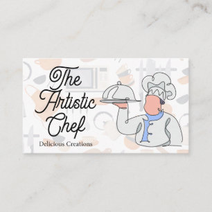 Stylised Line Drawing of Chef Business Card