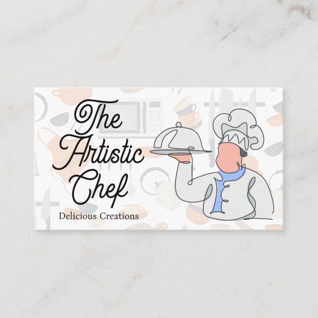 Stylised Line Drawing of Chef Business Card (Front)