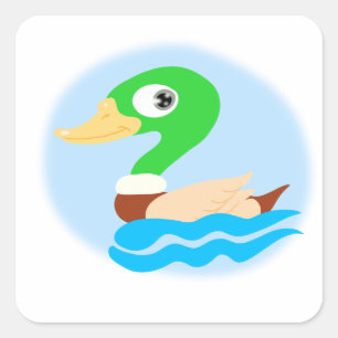 Stylised mallard duck square sticker