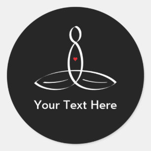 Stylised meditation with customisable text classic round sticker
