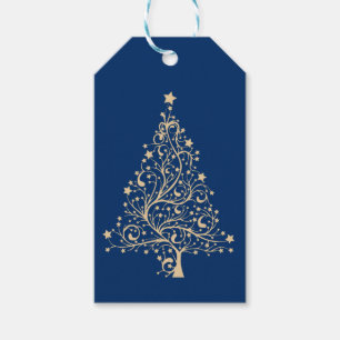 Stylised Modern Christmas Tree in Silver-Gold Gift Tags