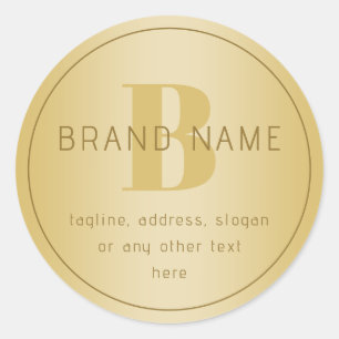 Stylised Modern Minimal Gold Return Address  Classic Round Sticker