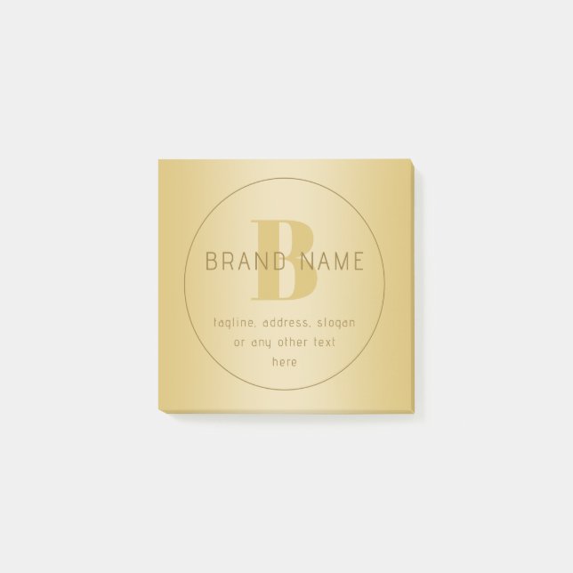 Stylised Modern Minimal Gold Return Address  Post-it Notes (Front)