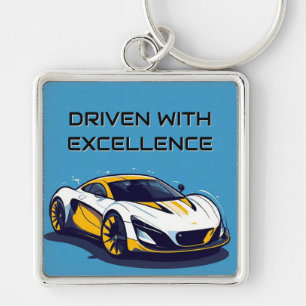 Stylised Modern Sports Car Artwork Key Ring