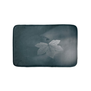 Stylised Monochrome Maple Leaf Nature Photo Bath Mat
