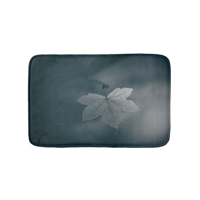 Stylised Monochrome Maple Leaf Nature Photo Bath Mat (Front)
