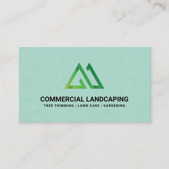 Stylised Mountain Green Natural Logo Business Card (Front)