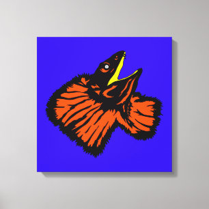 Stylised Neon Orange Frilled-neck Lizard Canvas Print