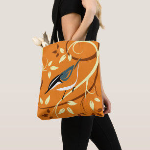 Stylised Nuthatch Art Tote Bag