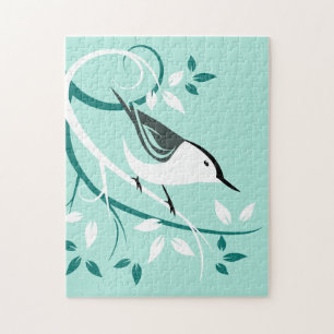 Stylised Nuthatch In Tree Jigsaw Puzzle