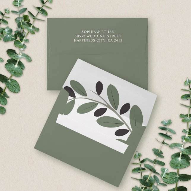 Stylised olive branch Mediterranean charm wedding Envelope (Creator Uploaded)