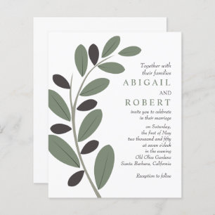 Stylised olive branch QR code wedding invitation