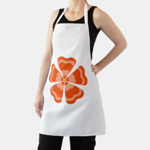 Stylised Orange Retro Flower Apron