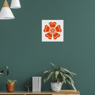Stylised Orange Retro Flower Poster