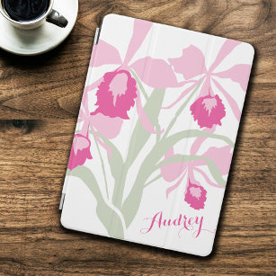 Stylised orchid cattleya pink art name ipad cover
