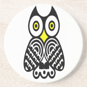 Stylised Owl in Black Coaster
