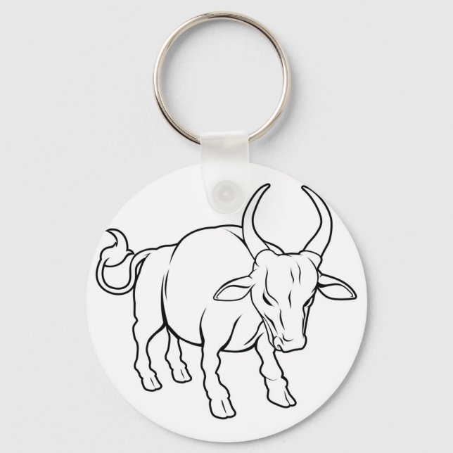 Stylised ox illustration key ring (Front)