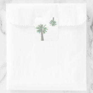 Stylised Palm Tree Pastel Green Tropical Square Sticker