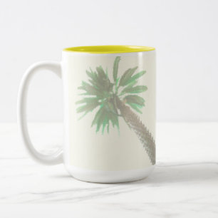 Stylised Palm Tree Pastel Green Tropical Two-Tone Coffee Mug