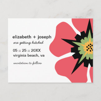 Stylised Pansy SAVE THE DATE Postcard