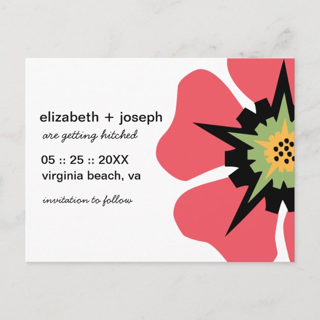 Stylised Pansy SAVE THE DATE Postcard (Front)
