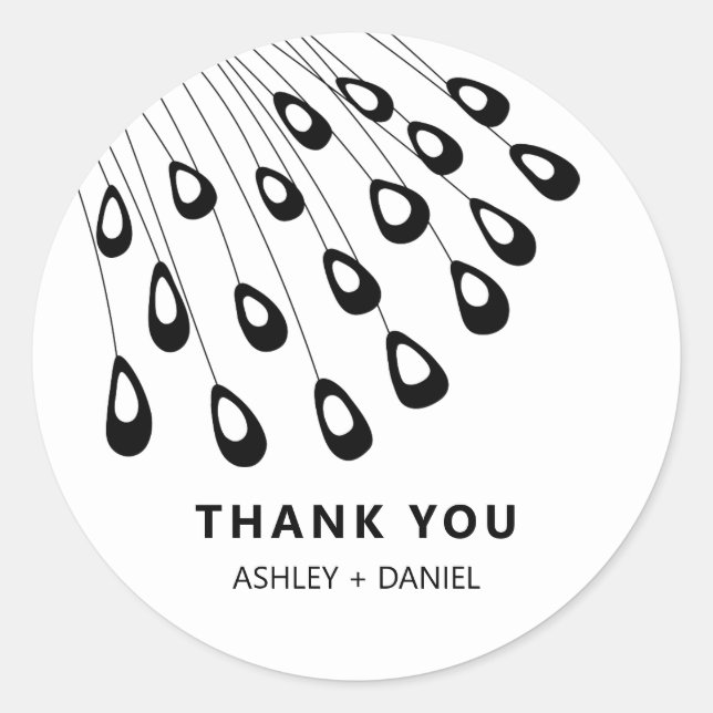 Stylised Peacock Feather Modern Favour Tag, Classic Round Sticker (Front)