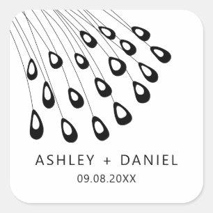Stylised Peacock Feather Modern Sticker, Favour Ta Square Sticker