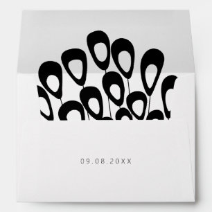 Stylised Peacock Feather Modern Wedding Envelope