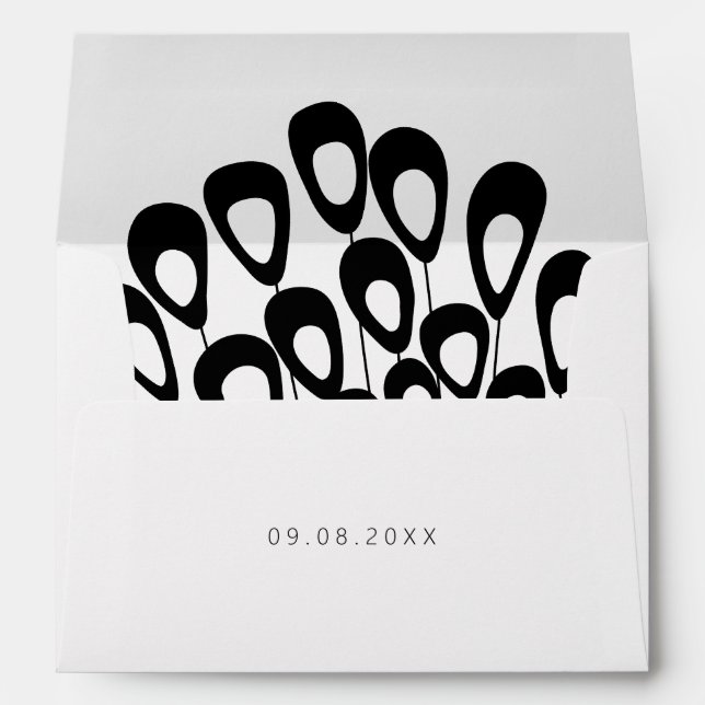 Stylised Peacock Feather Modern Wedding Envelope (Back (Bottom))